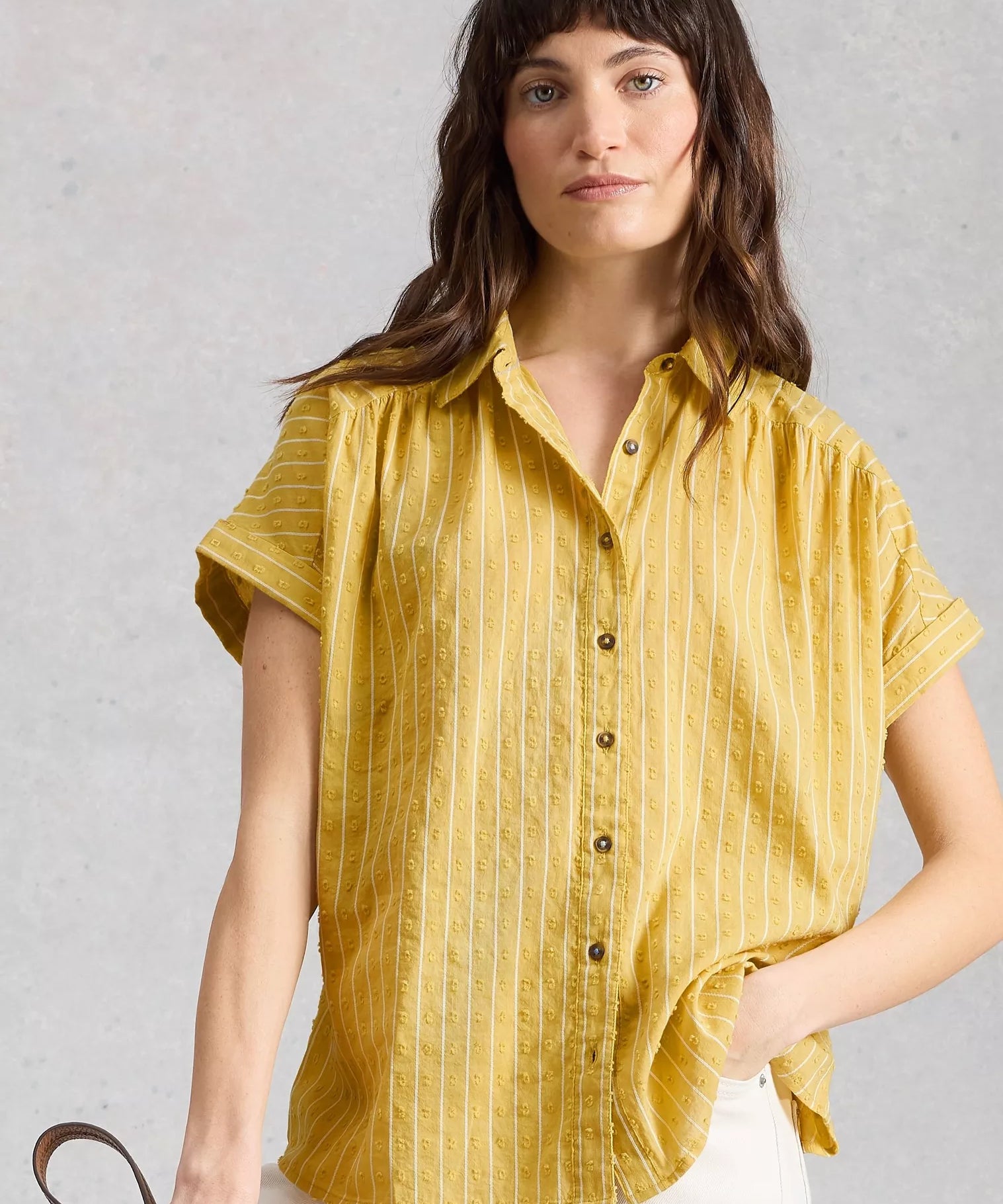 Orla Button Through Shirt - Mid Yellow