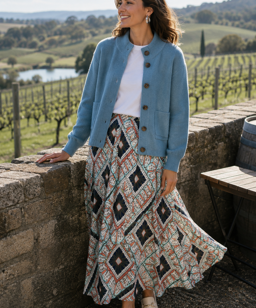 Hope Bias Maxi Skirt in Orange Mosaic