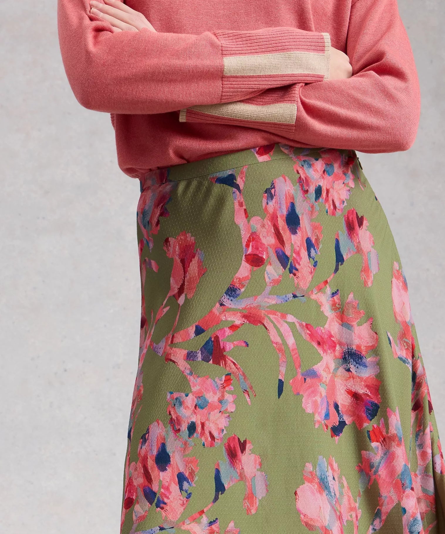 Hope Bias Maxi Skirt in Green Floral