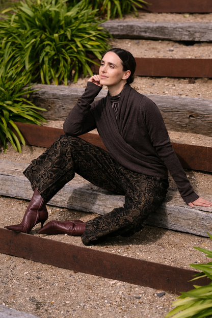 Soho Merino Wrap Knit in Chocolate