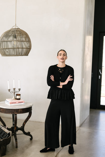 Etna Merino Cardi in Black