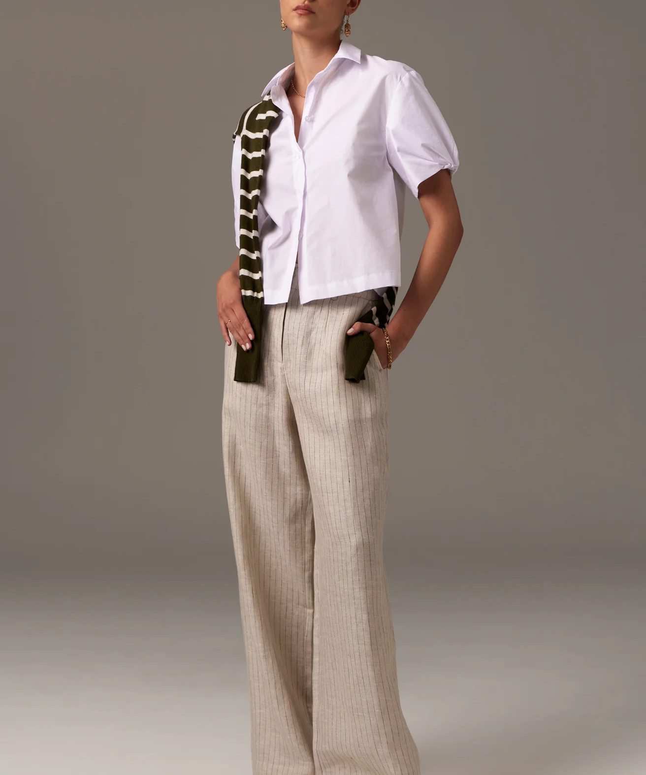 Louie Cropped Shirt White