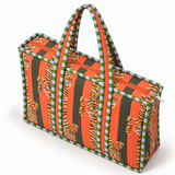 Quilted Cotton Shopper - Orange & Olive Tiger Stripe