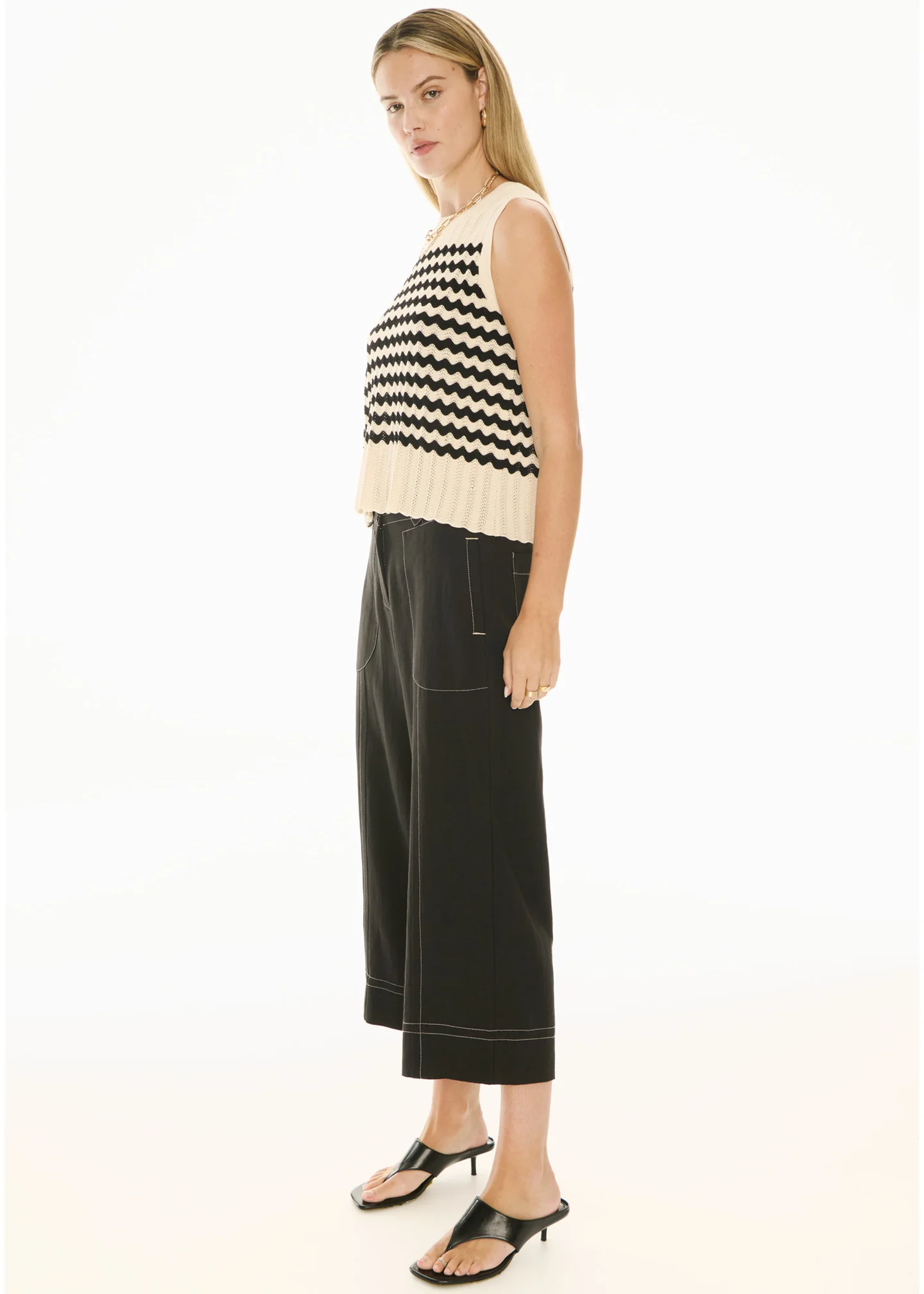 Bonde Knit Tank in Ivory/Black
