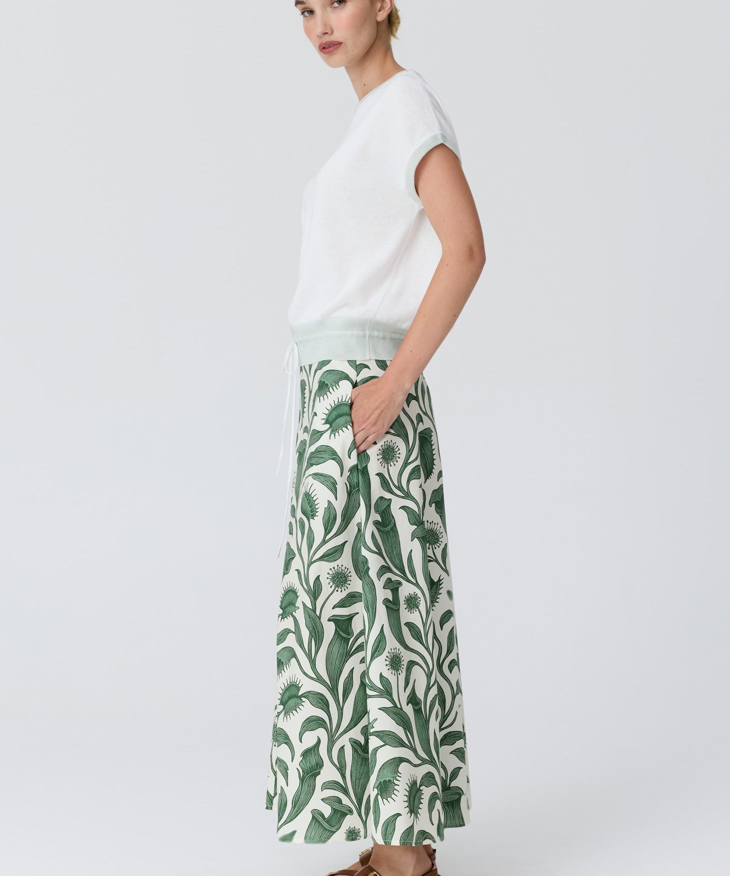 Reed Painted Knit in Chalk/Mint