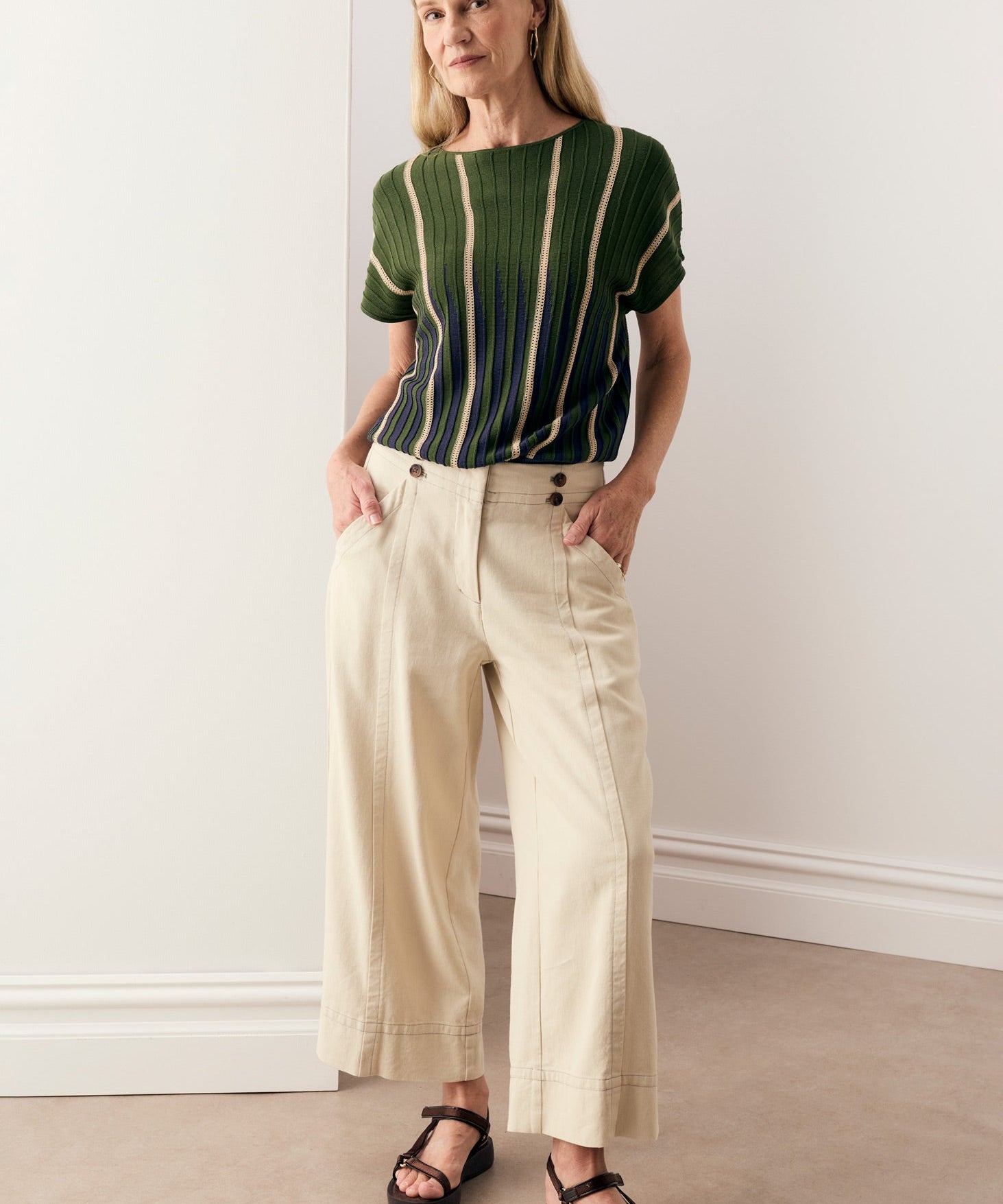 Axil Top in Fern/Ink/Pebble