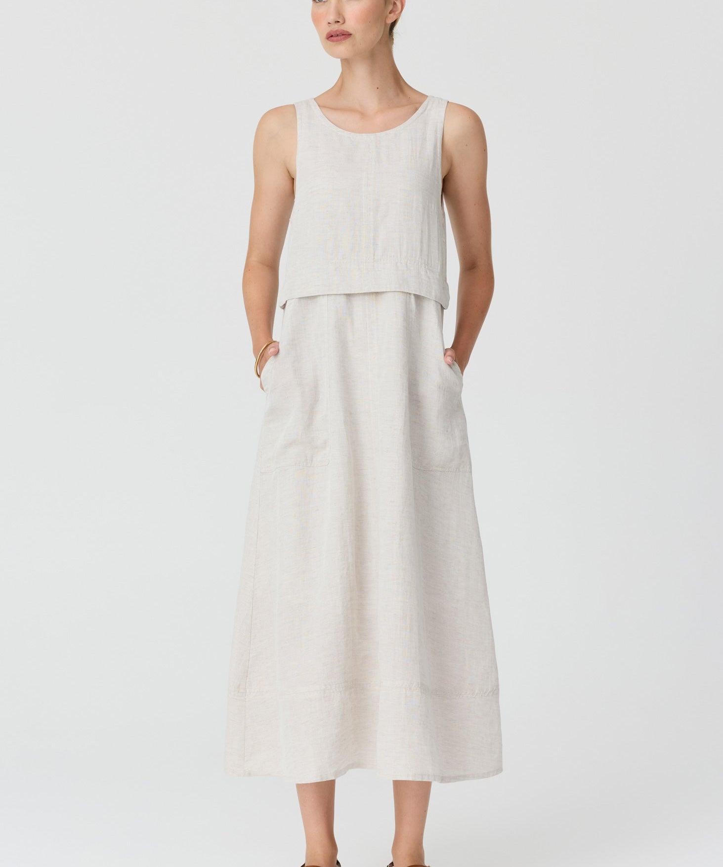 Frankie Double Layer Dress in Natural