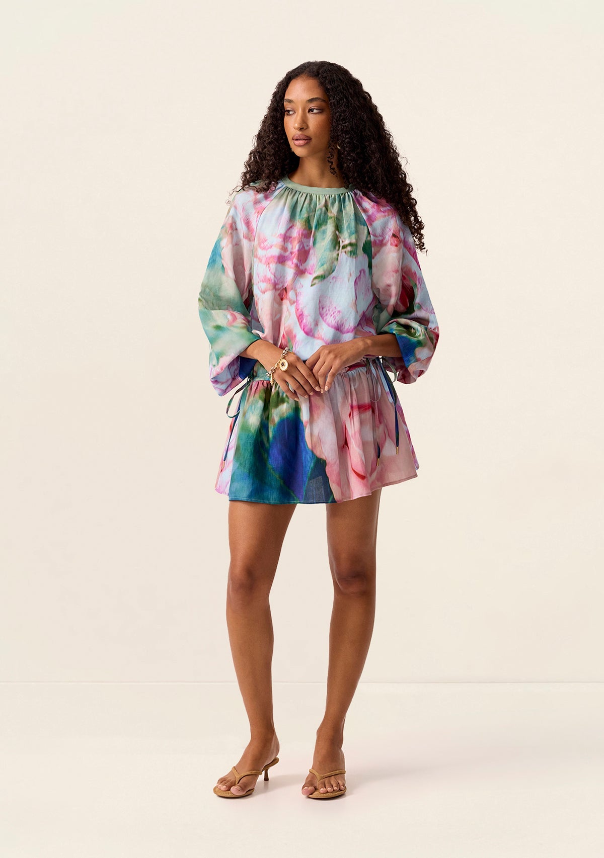 Roses Mini Dress in Print – front model view