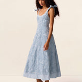 Blossom Strappy Midi Dress in Wave – model view 3