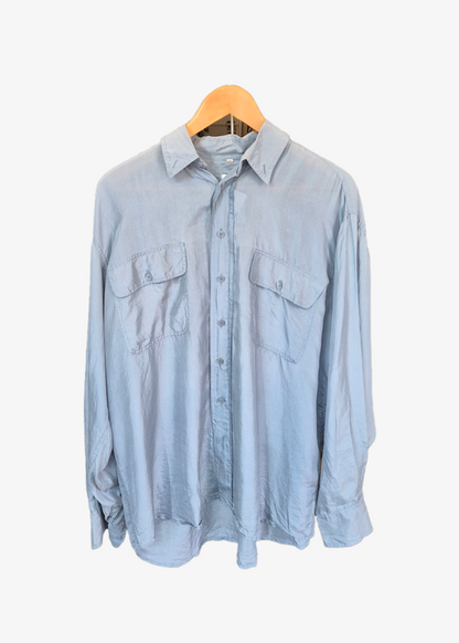 Pebble 100% Silk Relaxed Shirt Light Blue - preloved