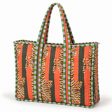 Quilted Cotton Shopper - Orange & Olive Tiger Stripe