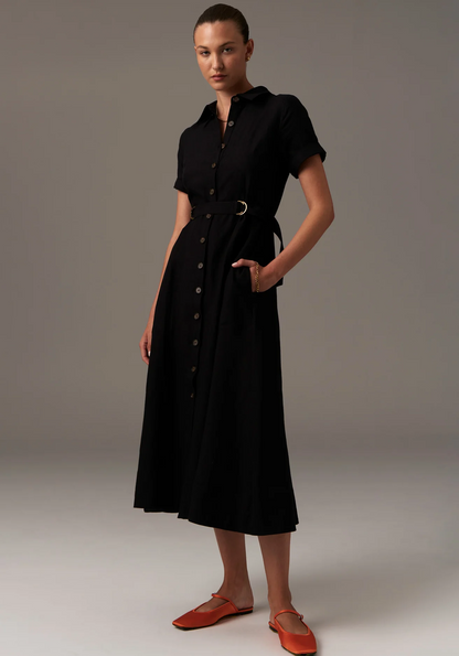 Riley Shirt Dress in Black