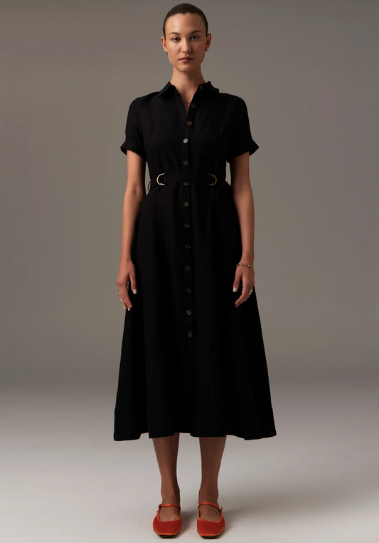 Riley Shirt Dress in Black