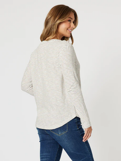 Riviera Long Sleeve Tee Natural/White