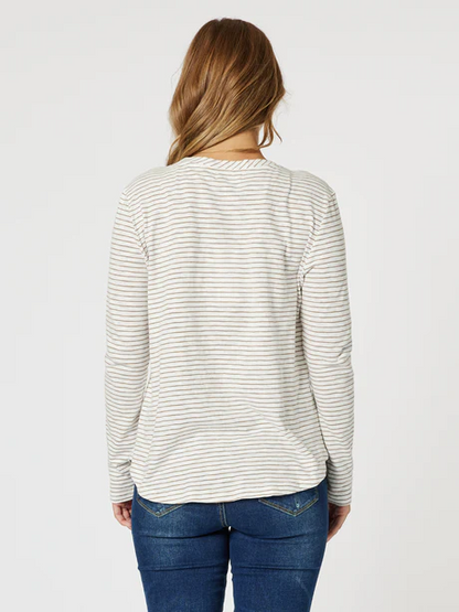 Riviera Long Sleeve Tee Natural/White