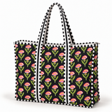 Quilted Cotton Shopper - Black Petite Floral