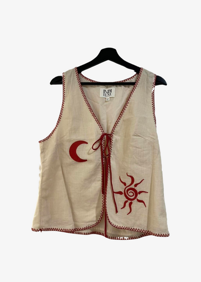 Sun & Moon Boho Embroidered Vest - preloved