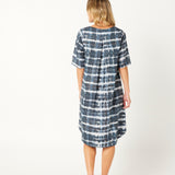 Shibori Dress in Indigo Print