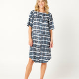 Shibori Dress in Indigo Print