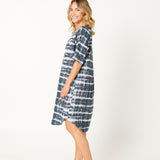 Shibori Dress in Indigo Print