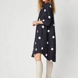 Rodeo Dress in Navy White Spot