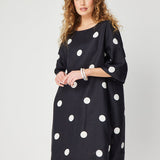 Rodeo Dress in Navy White Spot