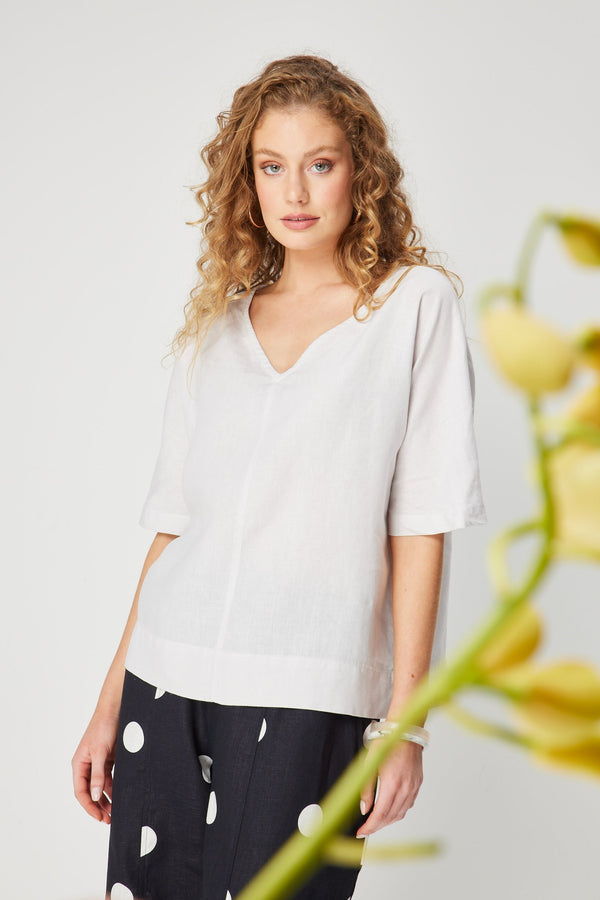 Iris Top in Chalk