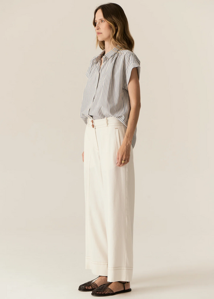 Vera Cap Sleeve Shirt in Blue Stripe
