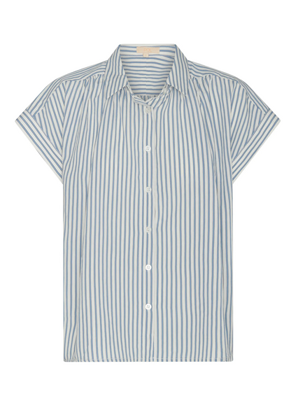 Vera Cap Sleeve Shirt in Blue Stripe