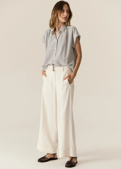 Vera Cap Sleeve Shirt in Blue Stripe