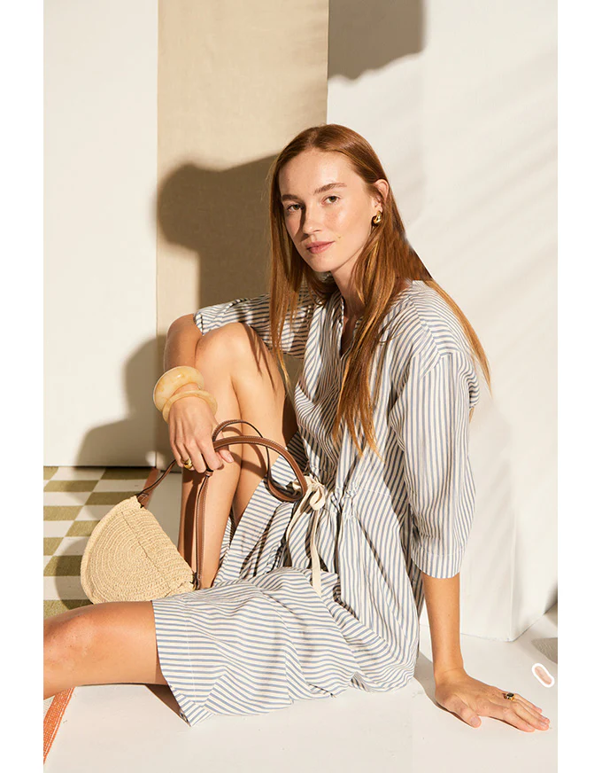 Vera Shirt Dress in Blue Stripe