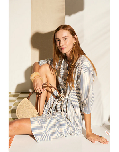 Vera Shirt Dress in Blue Stripe