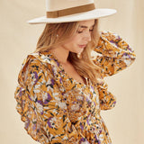 Lia Boho Fedora Felt Hat in Tan