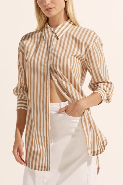 Agile Top in Flax Stripe