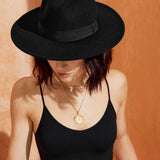 Lia Boho Fedora Felt Hat in Black