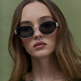 Oval Sunglasses in Silver Black