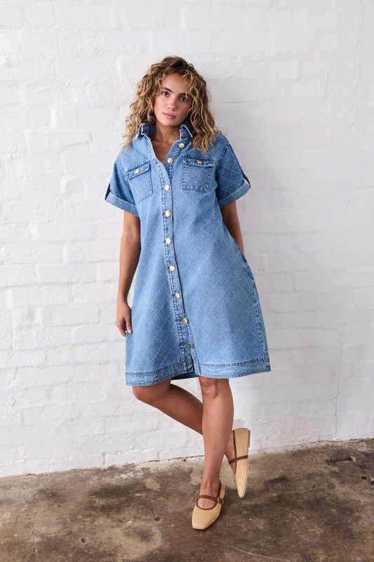 Simone Dress in Check Stitch