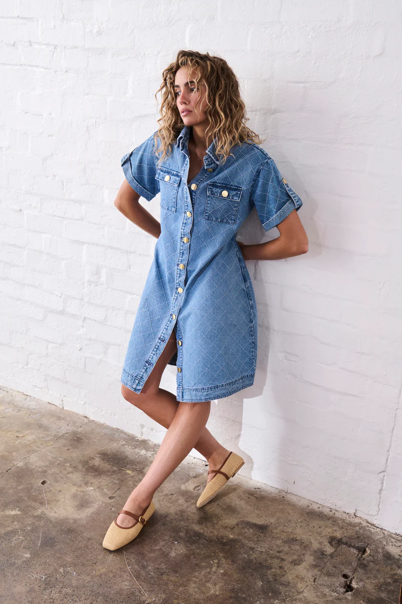 Simone Dress in Check Stitch