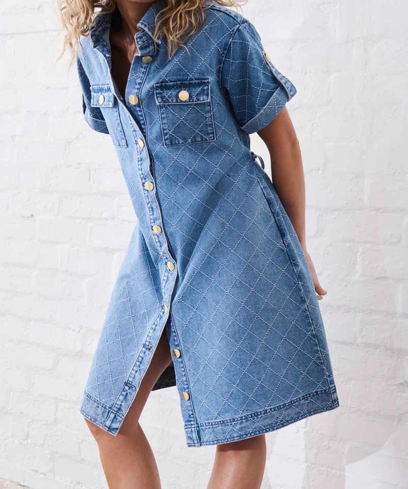 Simone Dress in Check Stitch