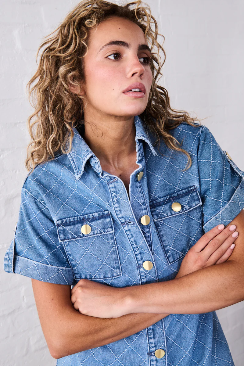 Simone Dress in Check Stitch