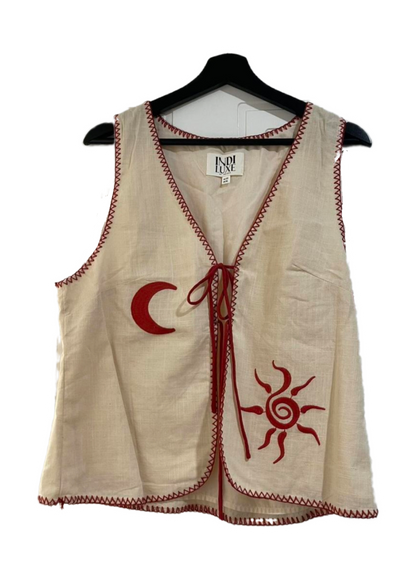 Sun & Moon Boho Embroidered Vest - preloved