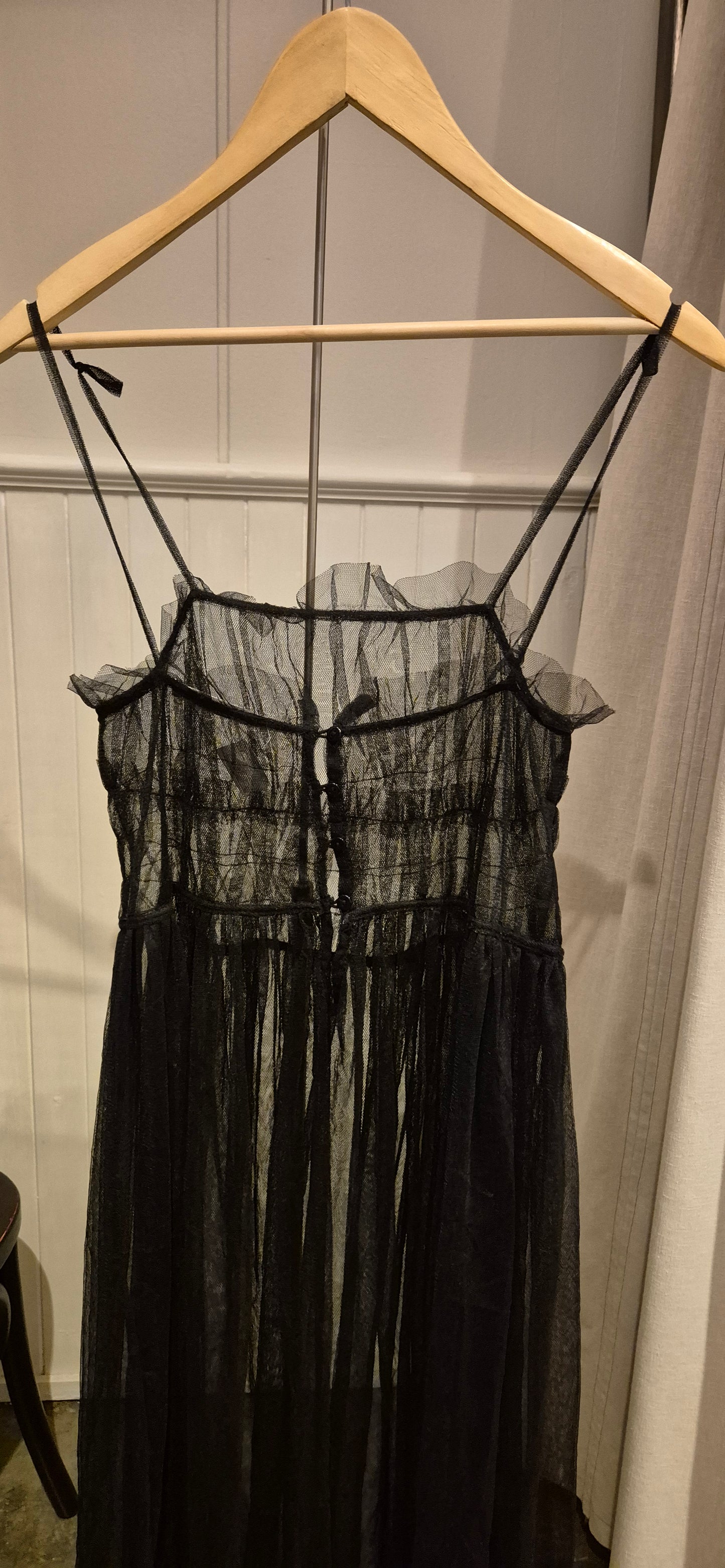 Sheer Black Layered Midi Dress - preloved