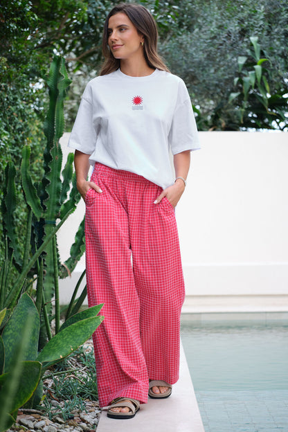 The Lounge Pant - Red + White Check