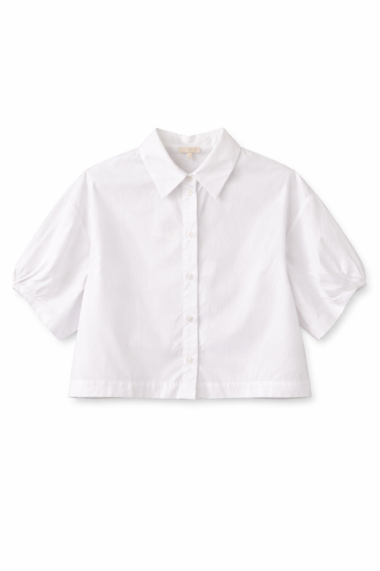 Louie Cropped Shirt White