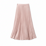 Satin Pleat Maxi Skirt in Dusty Pink
