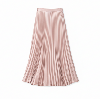 Satin Pleat Maxi Skirt in Dusty Pink