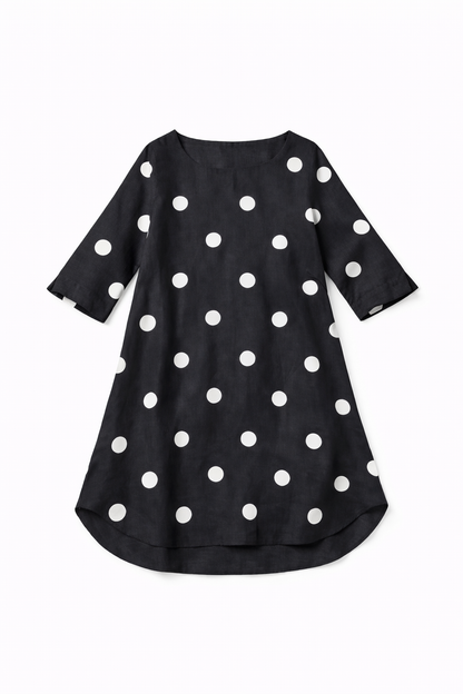 Rodeo Dress in Navy White Spot