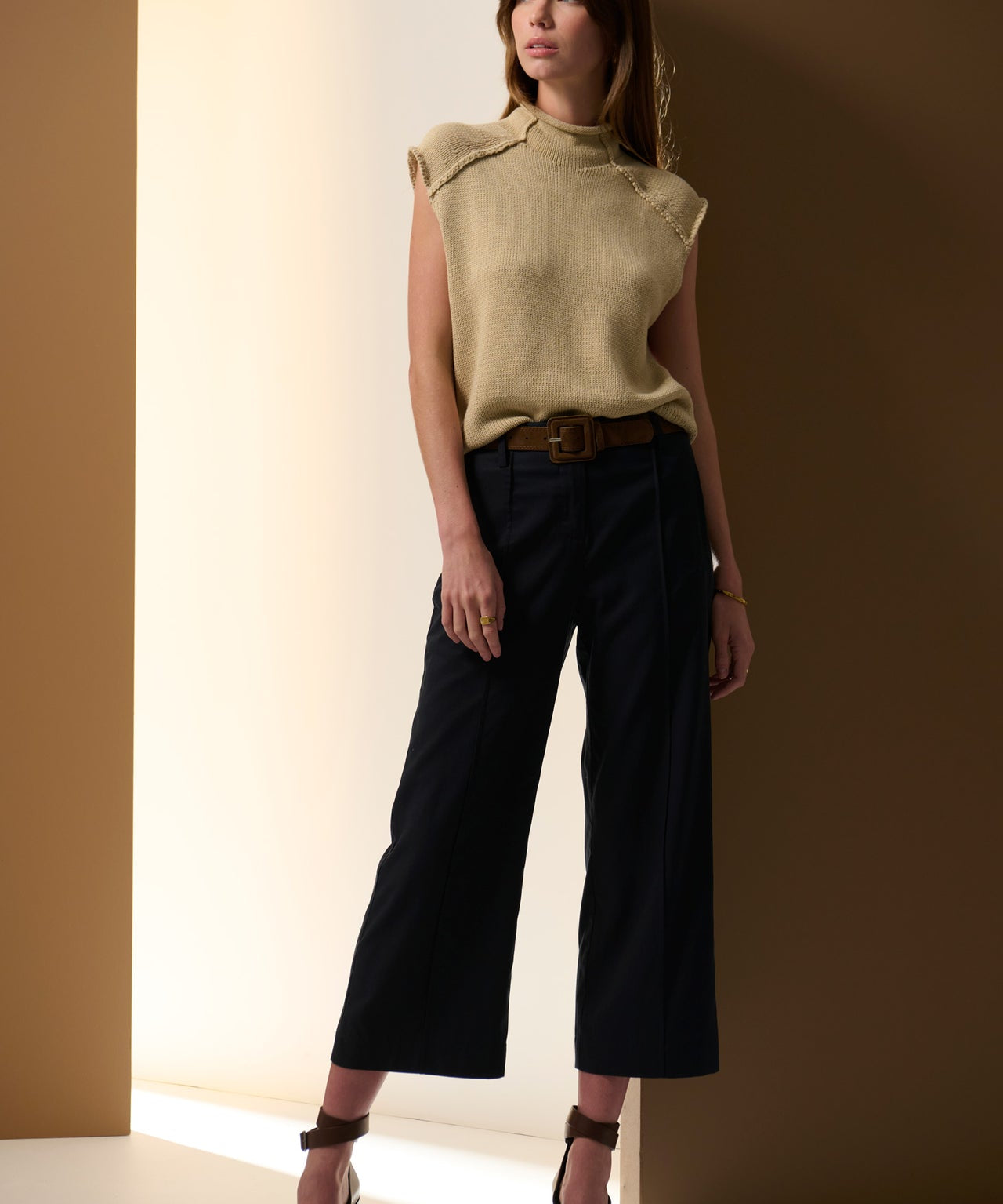Odette Belted Pant in Ink