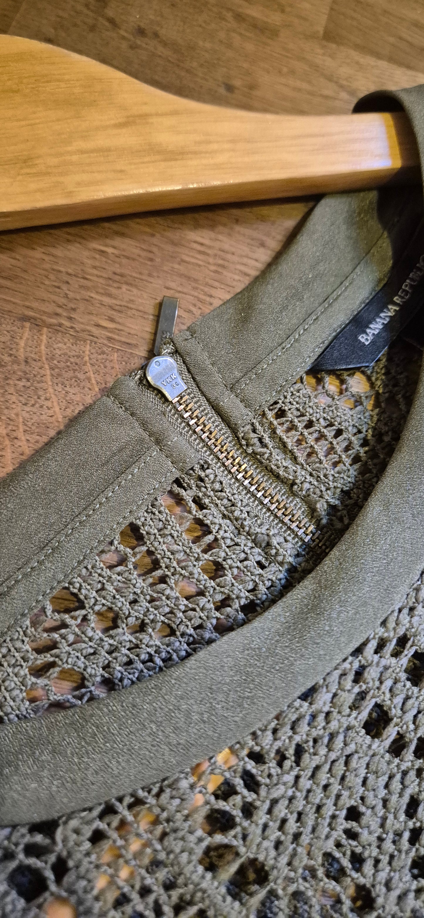 Olive Crochet Lace Top - preloved