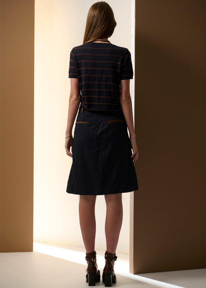 Sable Tee Stripe in Ink/Choc